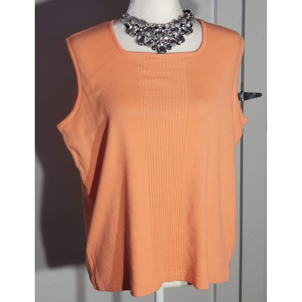 DRESS BARN BLOUSE COLOR ORANGE SLEEVELESS COTTON STRETCH SIZE 18-20 (2X)